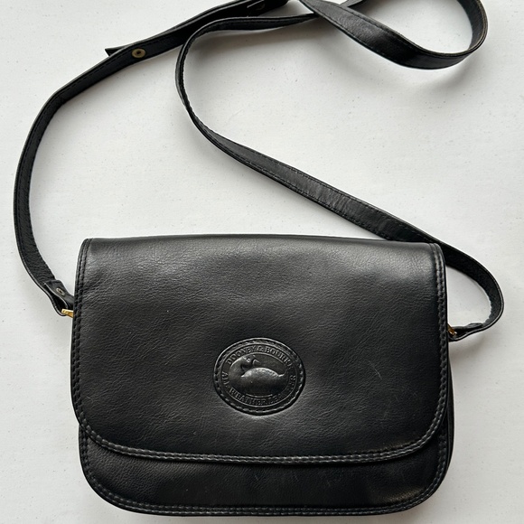 Vintage Dooney & Bourke Black and Brown Leather Crossbody Bag - Picture 1 of 15